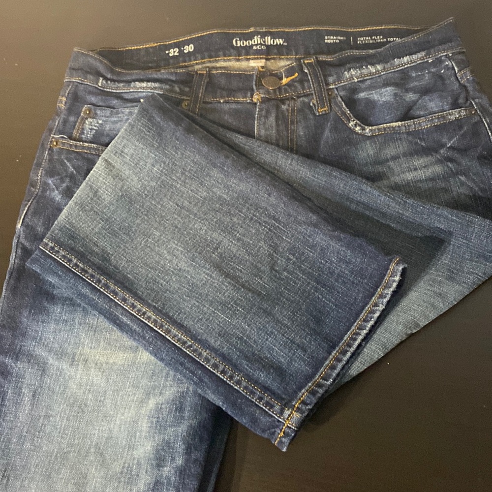 Goodfellow jeans straight cut 32x30 dark/worn wash
